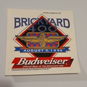 Brickyard 400 1996 Indianapolis Motor Speedway Budweiser Sticker